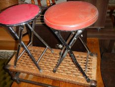 A rush double stool and 2 retro stools.