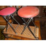 A rush double stool and 2 retro stools.