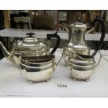 A 4 piece silver tea set comprising teapot, water jug, milk jug and sugar bowl.