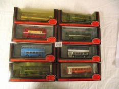 Eight 176 scale Corgi Exclusive First Editions (EFE) toy bus models