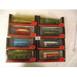 Eight 176 scale Corgi Exclusive First Editions (EFE) toy bus models