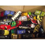 Box of die-cast toy cars