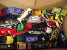 Box of die-cast toy cars