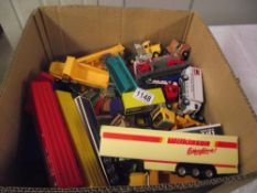 Box of toy trucks
