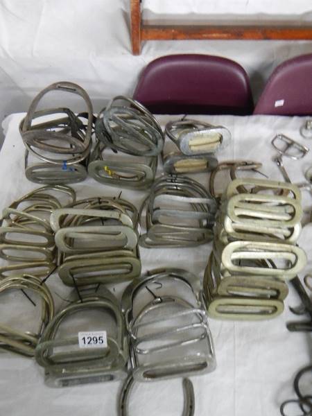 A large quantity of horse stirrups.