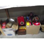 2 boxes of collectors tins etc.