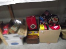 2 boxes of collectors tins etc.