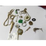 A mixed lot of old jewellery including a snake bracelet with stone set head (some wear to bracelet),