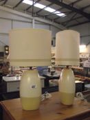 A pair of pottery table lamps