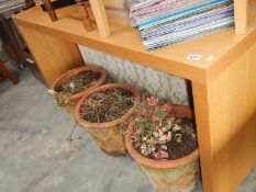 A pine office desk.