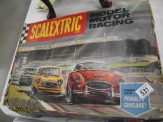 A Triang Scalextric set 65 model racing set with Austin Healey and Mercedes.