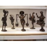 5 tribal bronze figures including musicians