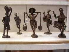 5 tribal bronze figures including musicians