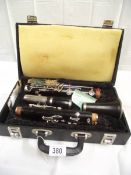 A cased clarinet,