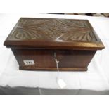 A good carved wood box with key (does not lock)