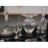 2 cut glass decanters etc.