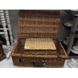 2 wicker picnic baskets.