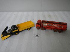 A Dinky 941 Foden Mobilgas tanker and 958 Guy Warrior snow plough.