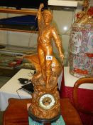 A good late Victorian spelter clock 'Cod Hunter'