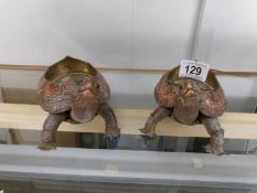 Taxidermy - 2 tortoises made in to ashtrays.