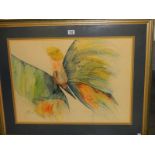 A framed and glazed watercolour "Flight of Fancy" by Fiona Elwick,