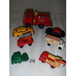 A quantity of tinplate and plastic friction toys including Mettoy.