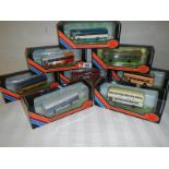 Eight 176 scale die cast Giblow Exclusive First Editions (EFE) buses.