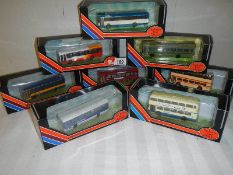 Eight 176 scale die cast Giblow Exclusive First Editions (EFE) buses.