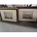 A pair of framed and glazed prints of 19th century Dutch and English fishing fleets.