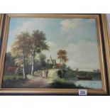 A good gilt framed oil painting on board by H J Korston,