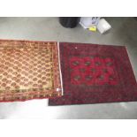 2 old wood rugs approximately 145 x 99 cm and 90 x 115 cm.