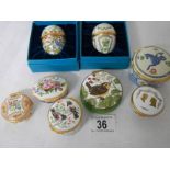 8 enameled boxes including Halcyon Days Easter eggs.