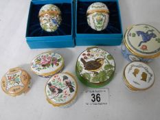 8 enameled boxes including Halcyon Days Easter eggs.