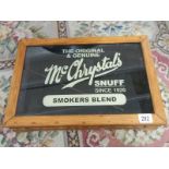 A McCrystals 'Snuff Since 1926' smokers blend box.