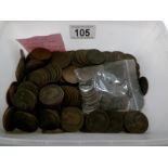 A box of Victorian and Edwardian copper pennies.