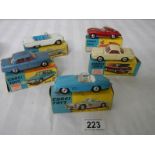 5 boxed Corgi toys Nos 215s, 239, 252, 303, 310, Ford, Rover, Mercedes etc.