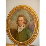 A gilt framed oval oil portrait of a gentleman, circa late 18th / early 19th century.