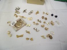 A mixed lot of cuff links and clip on earrings etc.