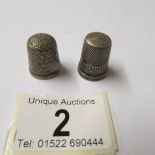 A Charles Horner silver thimble and another silver thimble dated Birmingham 1925.