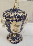 A decorative lidded 2 handled vase, some minor age related marks etc.