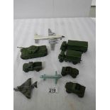 A quantity of Dinky military vehicles including aircraft.