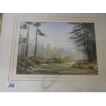 "Landscape with Falcon" An original framed and glazed watercolour, signature indistinct,