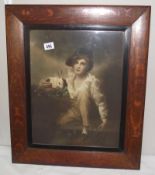 An oak framed Pears style print of boy and rabbit