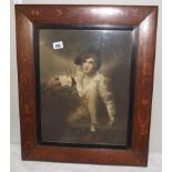 An oak framed Pears style print of boy and rabbit