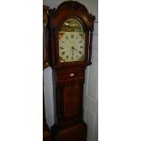 A mahogany inlaid 30 hour long case clock with painted dial by Thos. Yates, Penrith.