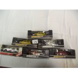 6 boxed Scalextric cars including Mini TR7 etc.