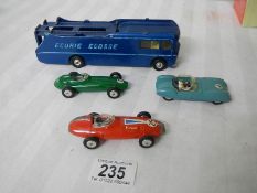 A Corgi gift set 16, Ecurie Ecosse transporter with Vanwall, BRM and Lotus X1, unboxed.