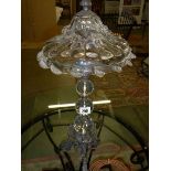 A designer glass table lamp with bronze base and fittings.