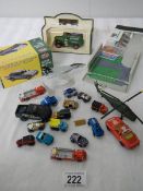 A small quantity of micro machines including folding garage.