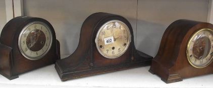 Three 1930's oak mantle clocks